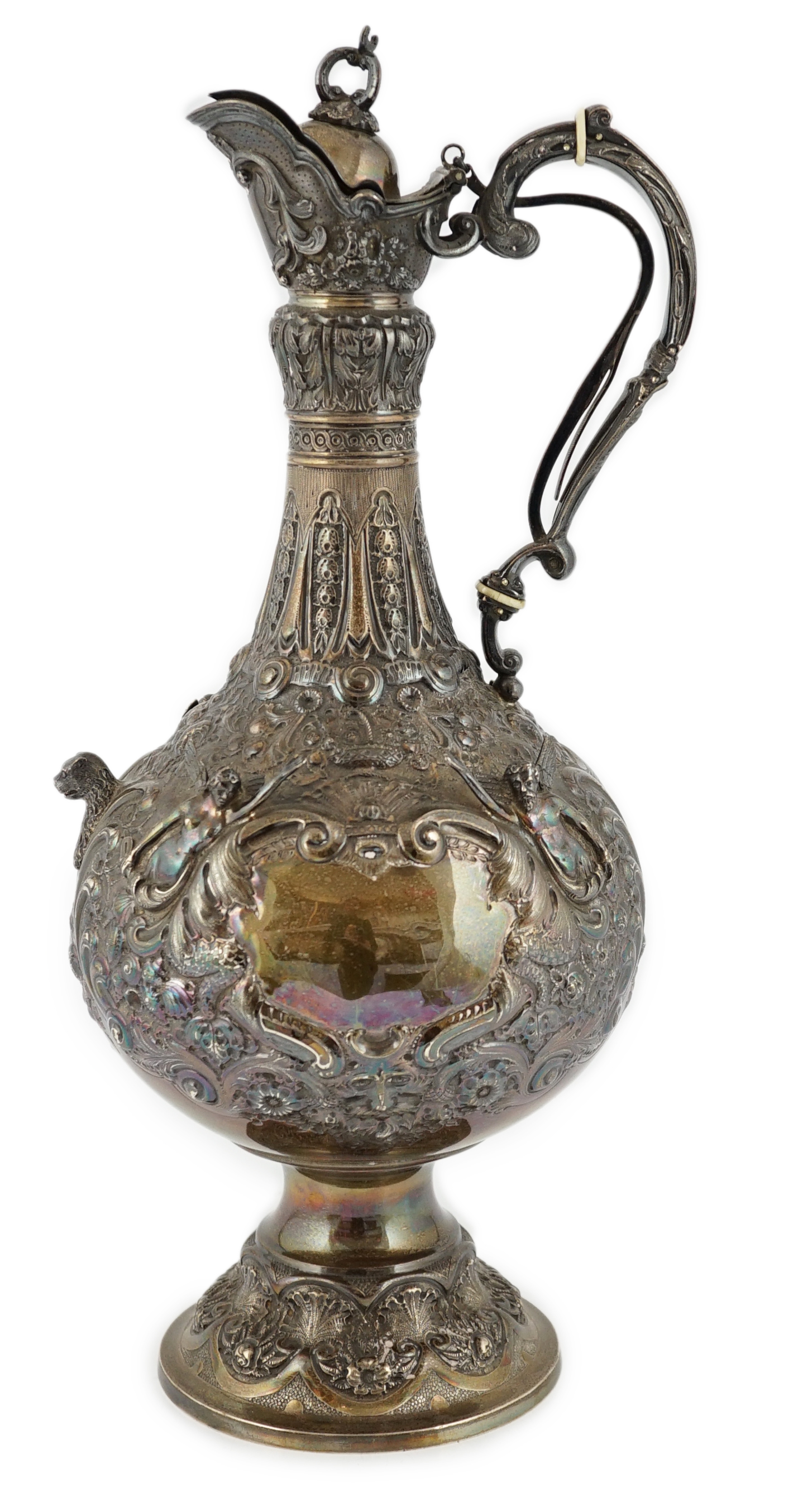 An ornate Victorian silver hot water jug, by Elkington & Co, CITES Submission reference UF9517NZ